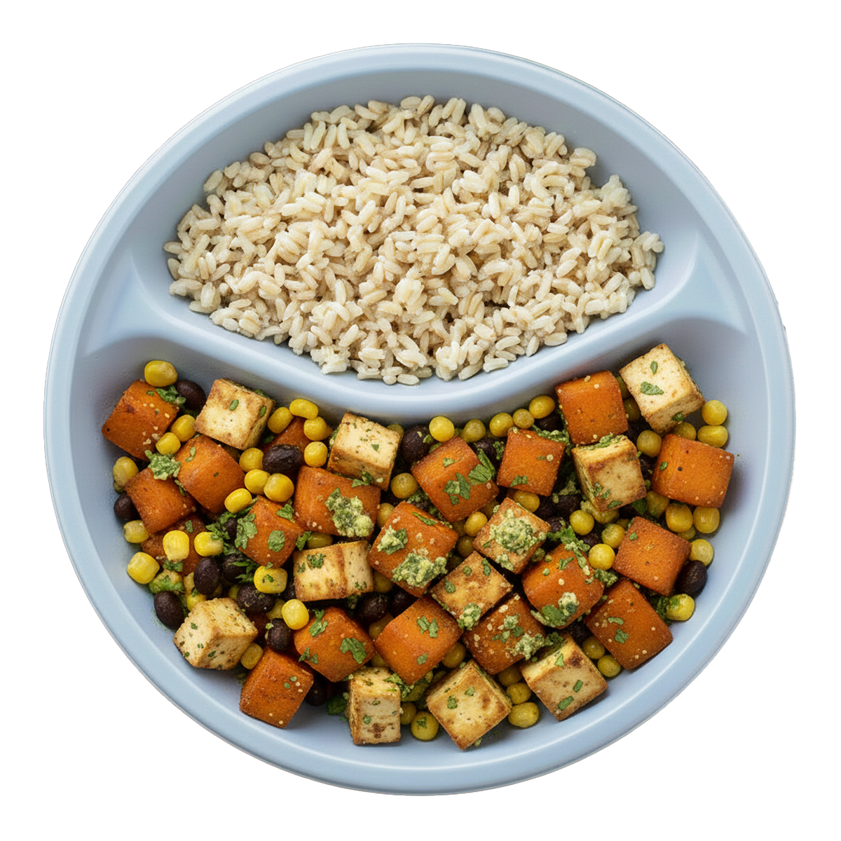 Mojo Tofu with Brown Rice and Black Beans