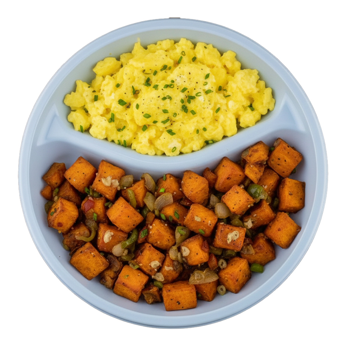 Scrambled Eggs and Sweet Potato Hash