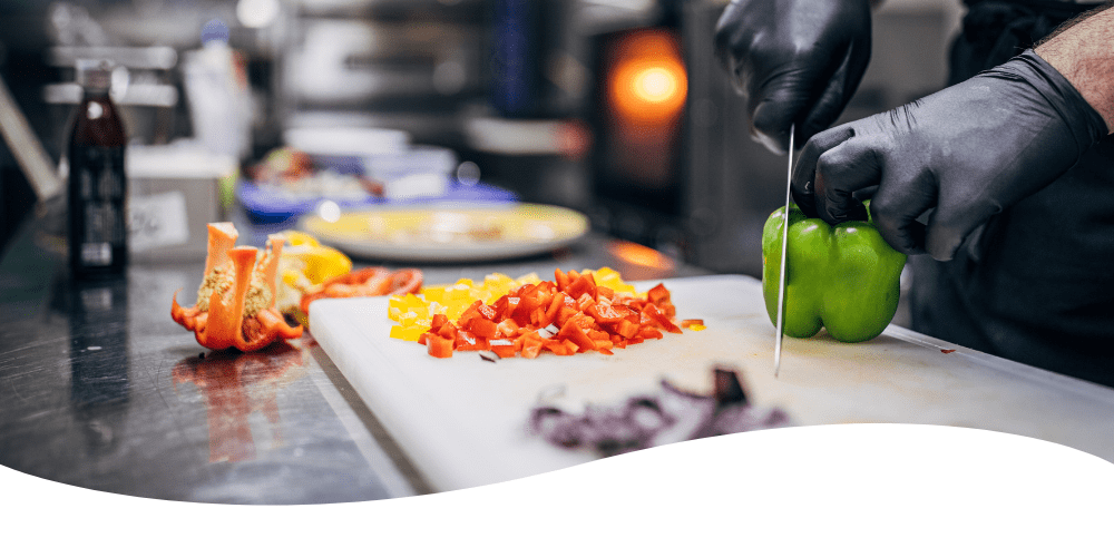 Chef cutting vegetables