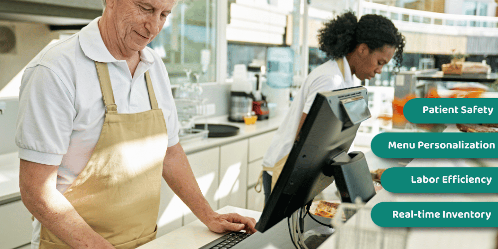 Foodservice worker at a computer