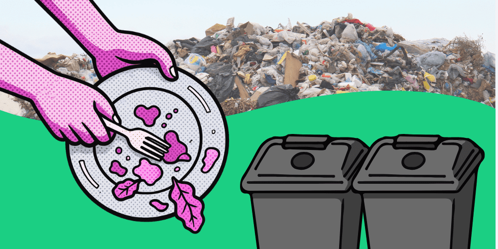 Scraping food into the trash