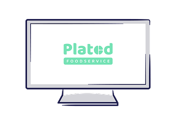 computer screen with plated logo